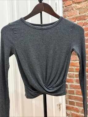 ALO Yoga Charcoal Twist-Front Long Sleeve Top